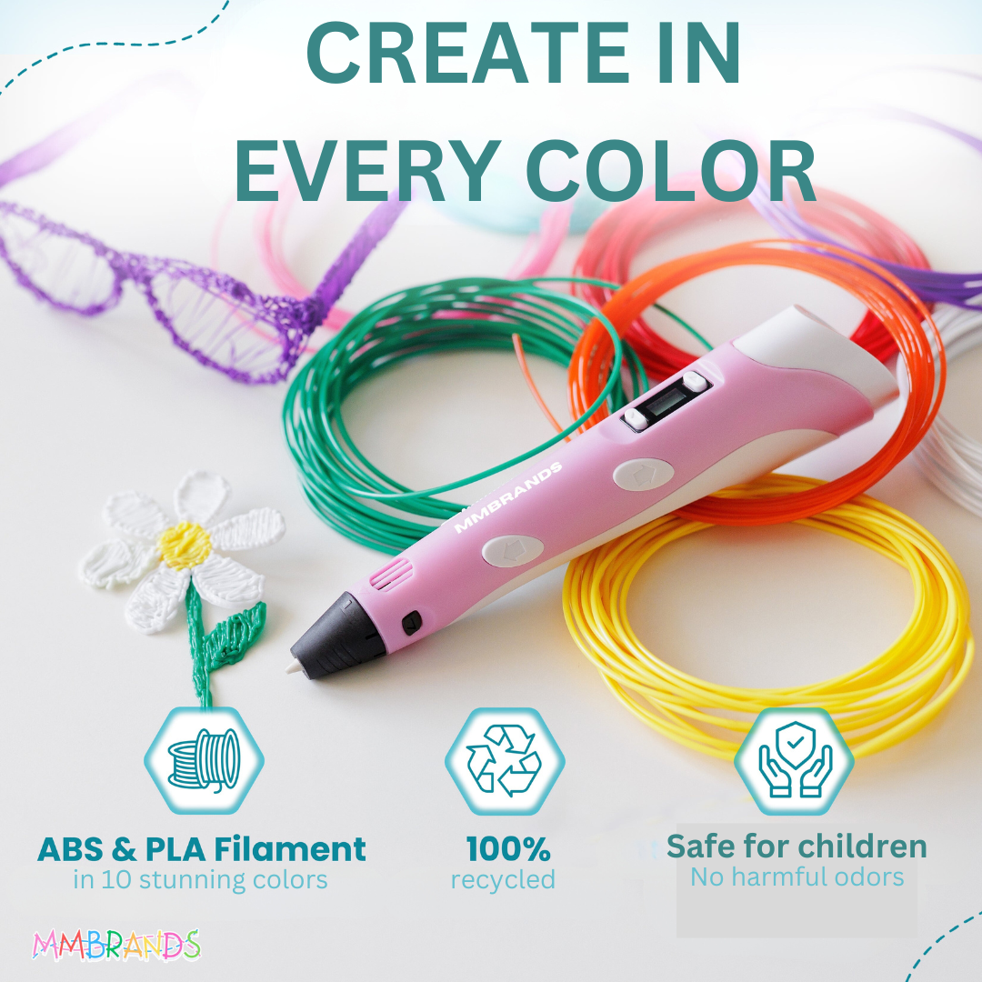 3D Pen Starter Kit - Recycled Filament - 10 Colors